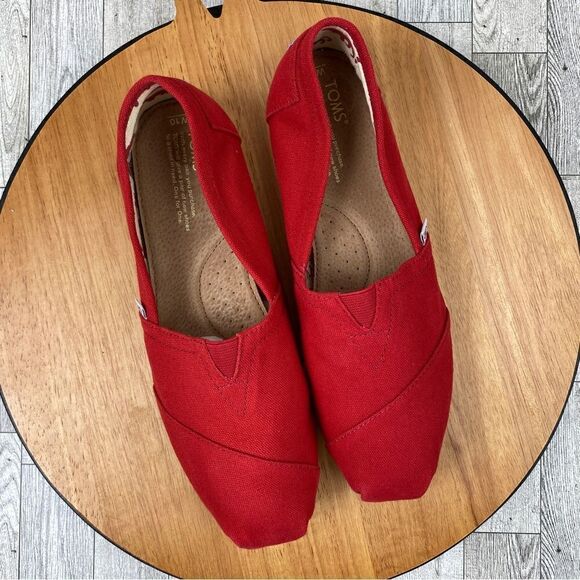 Toms Alpargata Canvas Slip On Shoes Red 10 - Picture 5 of 8